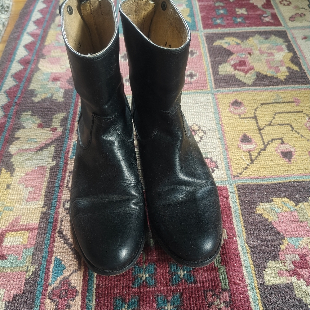 FRYE Melissa Black Leather Ankle Boots W Size 8